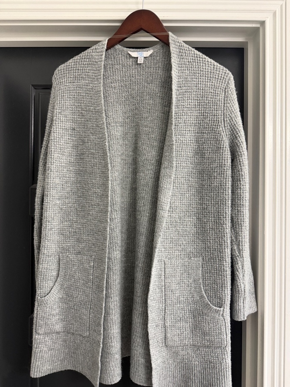 Cozy Open-Front Gray Knit Cardigan Sweater